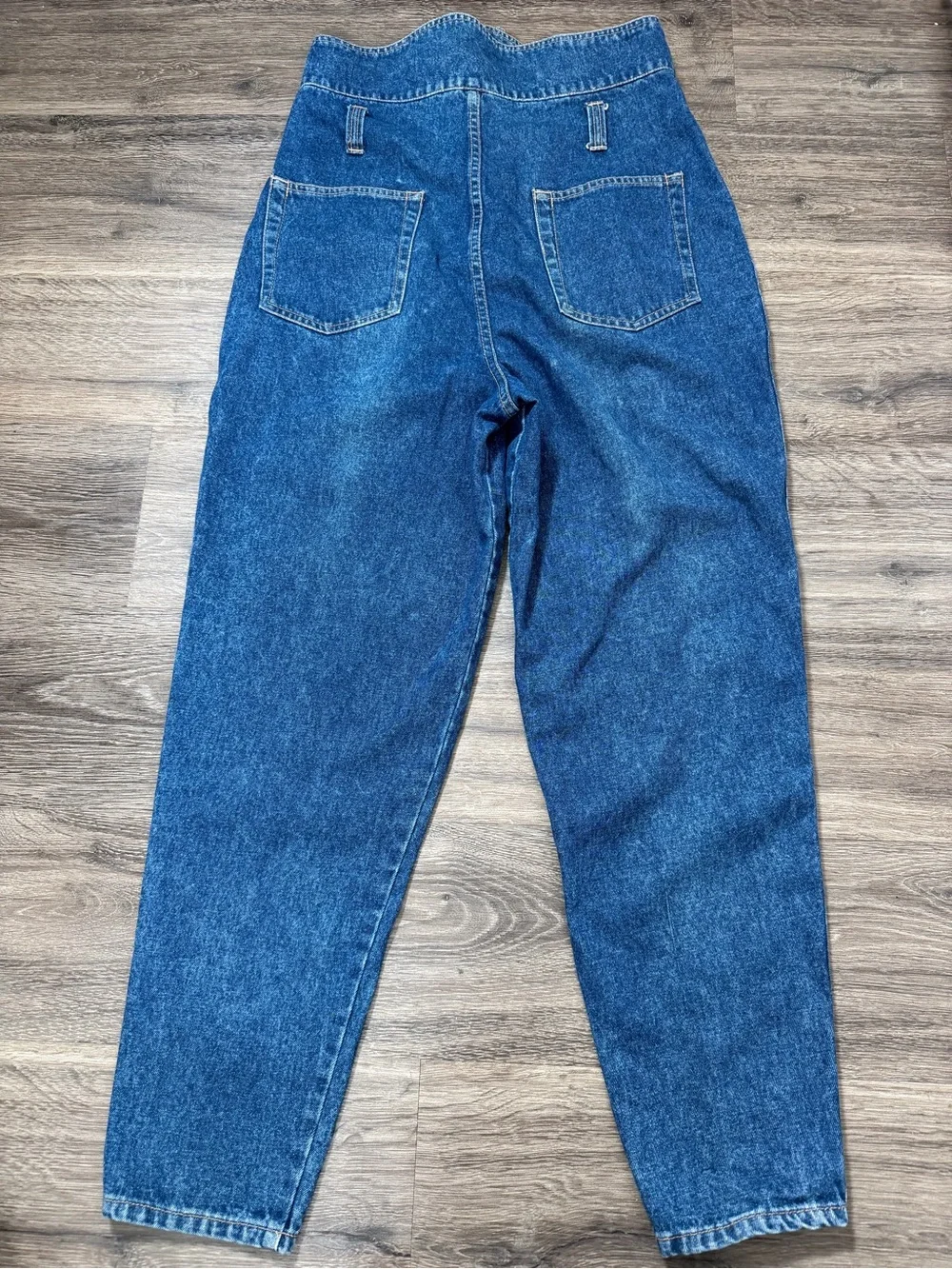 Vintage‎ Paperbag Waist High Rise Mom Jeans Womens Size 13 Blue Denim Tapered